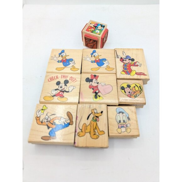 Vintage Rubber Stamp Lot Disney Mickey Minnie Goofy Pluto Rubber Slot - Picture 1 of 9